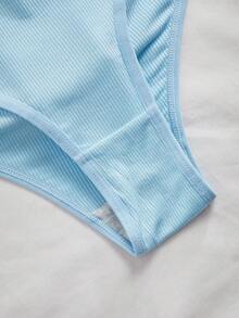 Snug Zone 5pcs/Pack Women's High Elastic Comfortable Contrast Color Briefs - Multicolor - View 3