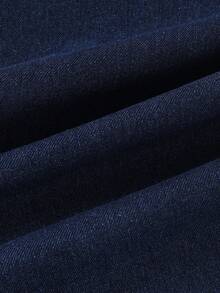 GlowEve 女式前扣长袖牛仔连衣裙，百搭蓝色 - 藍色 - 查看 3