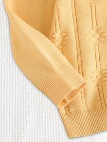 Back-To-School School Girl Autumn Sweet Ruffled Collar Knit Pullover Sweater,Jacquard Pattern Slim Fit Unique Long Sleeve Pullover Top For Girls - Yellow - View 4