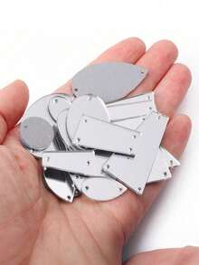 50 piezas de formas aleatorias con doble orificio, espejos acrílicos de colores múltiples para manualidades DIY, accesorios de moda, parches de lentejuelas - Multicolor - Ver 22