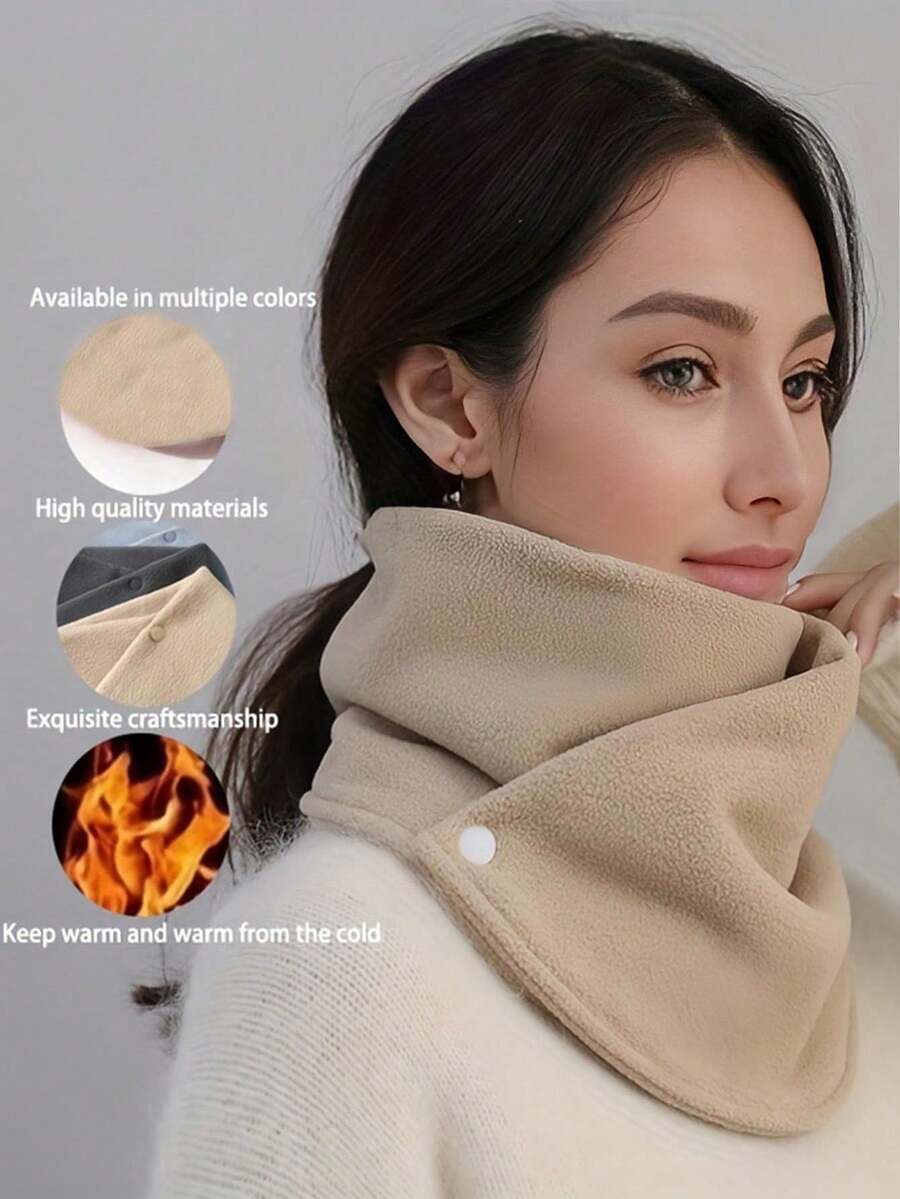多功能纯色暖色围巾，适合秋冬季女士。柔软舒适防风户外旅行围巾，小围脖款式，适合秋冬季男士。防风保暖户外骑行毛绒围巾，可遮盖颈部和肩部。 - 彩色 - 查看 1