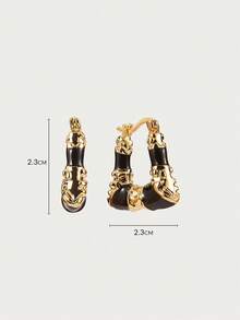 Glisma Pendientes de estilo vintage chapados en oro de 18K con dos tonos para mujeres - Negro - Ver 6