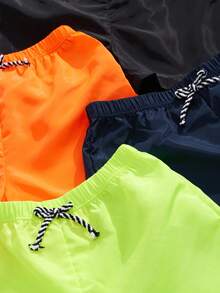 SHEIN Tween Boy 4pcs Casual Woven Beach Shorts Set