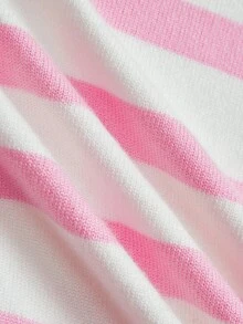 SHEIN PETITE 2 件套女士条纹毛衣套装，适合秋季女士秋装 - 粉色 - 查看 7
