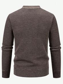 Manfinity Mode Cardigan à manches longues pour hommes, col en V, boutons devant, couleur unie, automne/hiver
