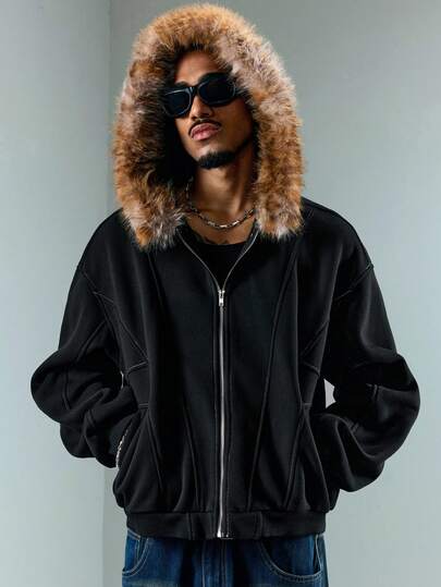 Street Life Sudadera con capucha cálida y de moda para hombre en invierno