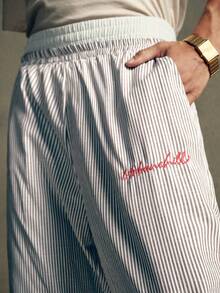 AXEPEAK 男士休闲宽松梭织条纹拼布腰带直筒裤，适合学校、秋季 - 卡其色 - 查看 5