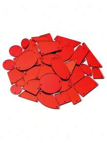 50 piezas de formas aleatorias con doble orificio, espejos acrílicos de colores múltiples para manualidades DIY, accesorios de moda, parches de lentejuelas - Multicolor - Ver 24
