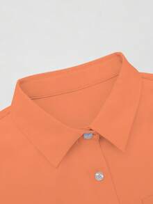 INAWLY Plus Size Casual Solid Color Front Button Long Sleeve Shirt, Autumn