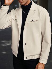 Manfinity Homme 男士长袖米色秋季外出时尚卡其色大衣，送给朋友、丈夫、男友的礼物 - 杏色 - 查看 4