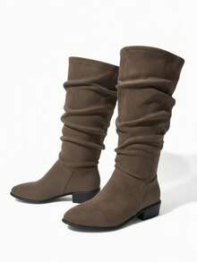 Styleloop Women's Casual Fashion Versatile Daily Simple Chunky Heel Ankle Boots, Suitable For Halloween, Christmas, Autumn Outfit, Cowgirl Outfit, Core, Western Style, Music Festival - Brown - View 7