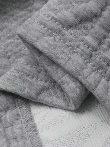 DAZY 女士宽松休闲紧身健身运动服，时尚街头纹理格子连帽紧身衣，秋冬 - 灰色 - 查看 3