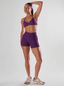 Musera Sport Áo bra thể thao cổ yếm hở lưng, xếp ly, chắc chắn, thích hợp cho các hoạt động thể thao như tập gym, chạy bộ, câu lạc bộ, padel, tennis, pickleball, yoga, pilates, thể dục hàng ngày. - Bold Plum - Xem 5