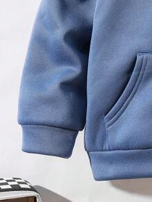 SHEIN 儿童休闲夹克 Wtt 官方网站，男童冬季外套，连帽拉链卫衣，学校，基本款上衣，冬季上衣，适合春季、夏季、秋季、冬季学校、花园、海滩、生日 - 霧霾藍 - 查看 5