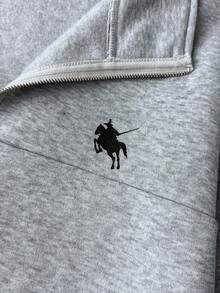 SHEIN 少女开衩拉链领马印花休闲卫衣 - 灰色 - 查看 4