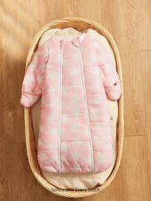 Cozy Pixies 1-Pack Of Thickened, Long-Sleeved Baby Sleeping Bag With Pink Star Print. - Pink - View 3