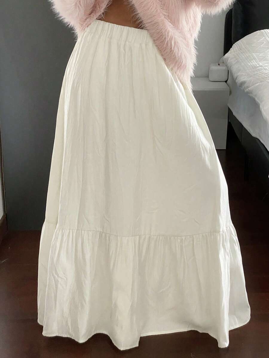 Livesso Falda casual de unicolor para mujer - Blanco - Ver 1