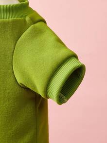 PETSIN 1 pieza de sudadera con capucha para mascotas con estampado de letra floral en verde, gruesa, cálida, a prueba de viento y amigable con la piel