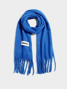 MISSGUIDED Classic Fringed Winter Scarf With Soft Texture And Elegant Design For Cold Weather Layering - Blue - View 1