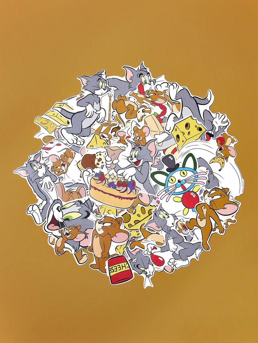 TOM & JERRY X SHEIN 可爱卡通贴纸包、装饰贴纸、贴花包适用于手机壳、笔记本电脑艺术、DIY工艺相册、子弹日记、计划剪贴簿 - 彩色 - 查看 1