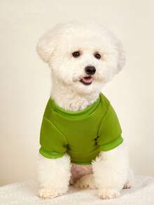 PETSIN 1 pieza de sudadera con capucha para mascotas con estampado de letra floral en verde, gruesa, cálida, a prueba de viento y amigable con la piel