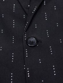 Manfinity Homme Men's Fashionable Casual Printed Single-Breasted Long Sleeve Blazer - Black - View 5