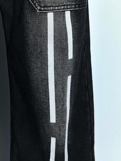 Street Life Jeans amples et décontractés pour hommes à jambes larges rayées avec doubles poches