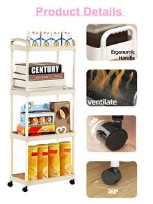 1 Kệ lưu trữ di động nhiều tầng có bánh xe, xe đẩy tay đa chức năng, kệ đựng đồ chơi trẻ em, giá sách tối giản, kệ đựng đồ ăn nhẹ, kệ đựng mỹ phẩm trên bàn trang điểm, kệ đựng dụng cụ nhà bếp, xe đẩy phục vụ bằng nhựa đa chức năng, thích hợp cho phòng tắm, nhà bếp, phòng khách và phòng học, thích hợp cho việc lưu trữ và trang trí nhà cửa. - Nhiều màu - Xem 4