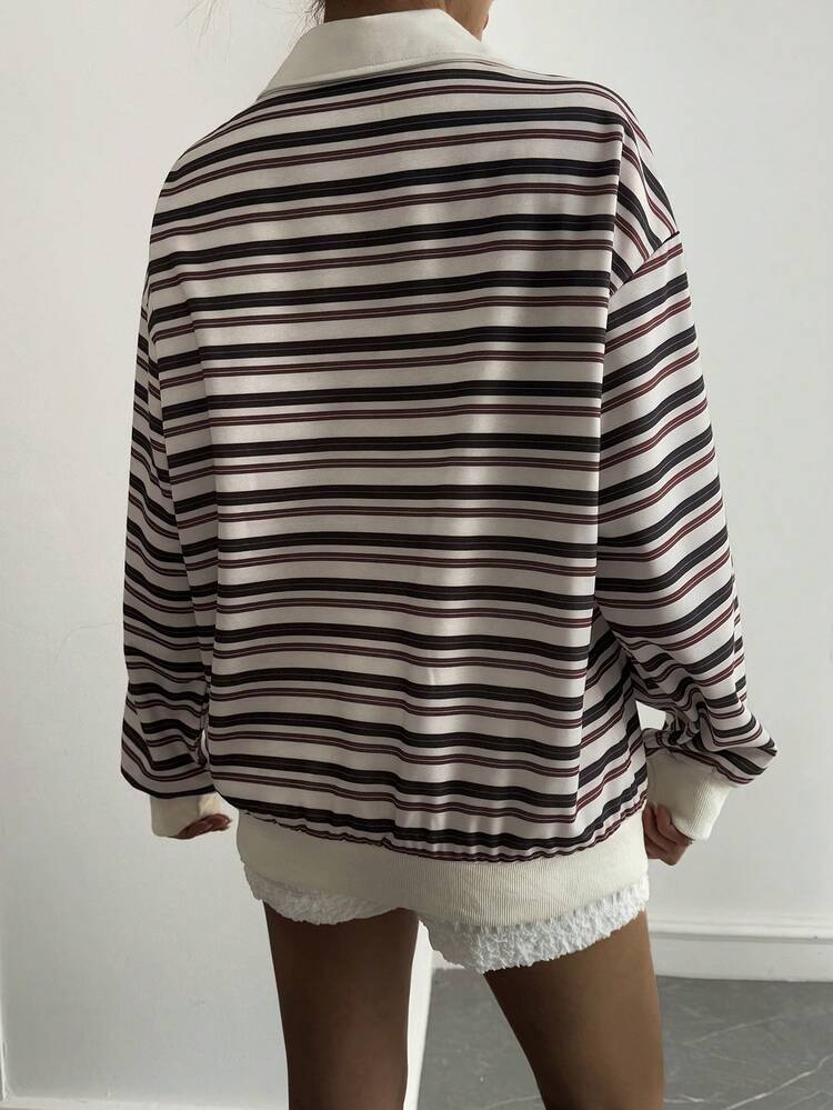Women's Striped Casual Pullover Sweatshirt, Autumn/Winter