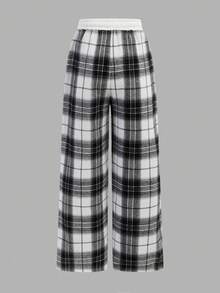 SHEIN 青少年女孩休闲宽松阔腿运动裤，松紧腰带，适合春、夏、秋、冬 - 彩色 - 查看 2