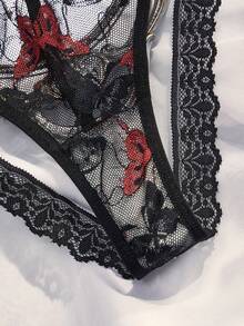 SpicyHot 1pc Mature Red Lace Butterfly Sexy Hollow-Out Series Panty