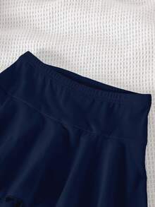 SHEIN Quần váy 2 trong 1 thời trang, giản dị, đa năng, thanh lịch dành cho bé gái tuổi mới lớn, thích hợp mặc vào mùa xuân, mùa thu, mùa đông, thích hợp đi học, đi nghỉ, đi chơi - Xanh đậm - Xem 5