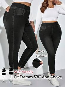 SHEIN Tall CURVE Quần áo cỡ lớn Thu Thu Trở lại trường Homecoming Halloween Y2k Dễ thương Thời trang đường phố Goth Grunge Techno Sinh nhật Đêm đi chơi Đi chơi Câu lạc bộ Sân bay Kinh doanh thường ngày Phụ nữ Đồng quê Cổ điển Khiêm tốn Tiền cũ Kinh doanh thường ngày Phụ nữ Công việc Giáo viên Dành cho phụ nữ Nhà thờ Phụ nữ Màu trơn Thường ngày Quần jean xanh Quần jean cạp chun Quần jean co giãn cao - màu đen - Xem 8