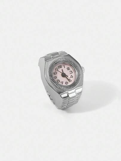 Y2Kool 1 pieza Reloj de anillo elástico con indicación de hora de moda y creativa para mujer, estilo punk, relojes de anillo unisex en varios estilos y colores como oro, blanco, rosa, morado, azul, rojo, amarillo para usar en el dedo