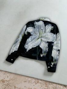 Manfinity ZONE917 男士方形短款街头风格仿油画 3D 花卉图案印花长袖衬衫 - 彩色 - 查看 5