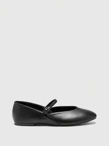 CUCCOO BIZCHIC Simple Casual Women Round Toe Buckle Flat Shoes, Suitable For Daily Wear For Christmas Spring Shoes - Black - View 8