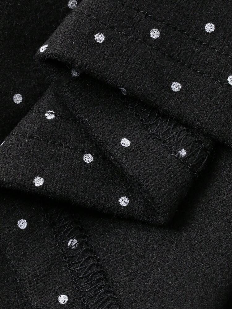 Women's Round Neck Polka Dot Tie Cuff Long Sleeve Casual T-Shirt