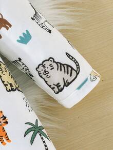 SHEIN Vintaside Kids 2件套可爱动物印花连体衣，秋季