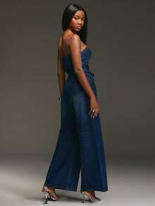 NYA SZN Mono vaquero sin mangas con top tubo ajustado, ropa de calle, casual de todos los días, estilo Y2K vintage, modesto, atuendo de vuelta a la escuela para otoño para mujeres