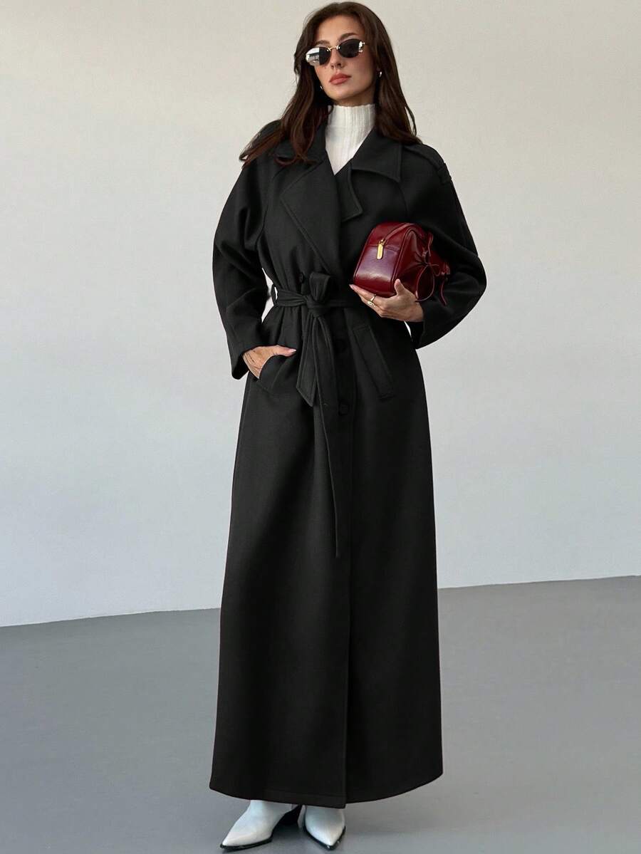 Aloruh 女士纯色插肩袖系带休闲外套，秋冬款