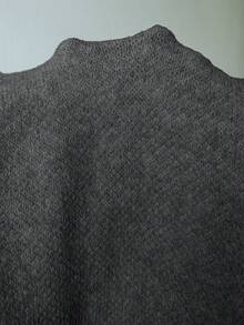 Elenzga 优雅浅杏色V领简约舒适复古风针织连衣裙配流苏围巾，适合秋冬通勤户外穿着 - 灰色 - 查看 8