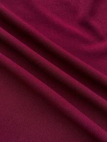 SHEIN 少女酒红色针织露背无袖收腰 A 字形派对连衣裙，圣诞节和新年