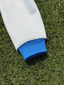 Captain Tsubasa X SHEIN 小男孩超大卡通图案圆领长袖针织运动衫，街头户外 - 藍色 - 查看 5