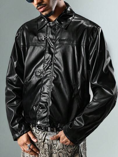 Street Life Herren Motorrad Kragen Lederjacke