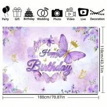 1 Fairy Princess Purple Butterfly With Crown Birthday Background Banner - Celebrations And Parties, Shower Photography Background, Home Decoration, Wall Decoration, Party Background Decoration, Party Decoration/Supplies/Gifts - Multicolor - View 19