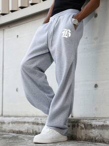 Manfinity Hypemode 男士休闲印花运动裤 - 淺灰色 - 查看 4