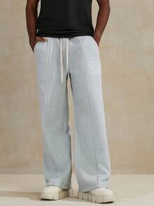 STYNVO 男士保暖内衬运动裤，纯色，灰色底，休闲百搭，3D压纹图案，简约百搭，冬季必备 - 淺灰色 - 查看 5