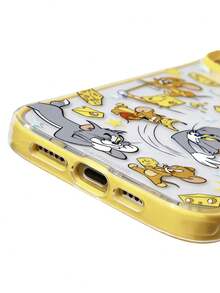 TOM & JERRY X SHEIN 趣味印花保护套设计时尚手机壳，二合一双面手机壳，带手机挂件，适用于