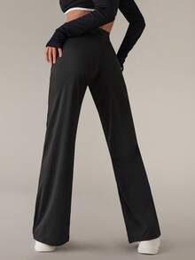 SHEIN BAE Women's Waist Tie Pocket Daily Fitness Workout Pants - Black - View 2