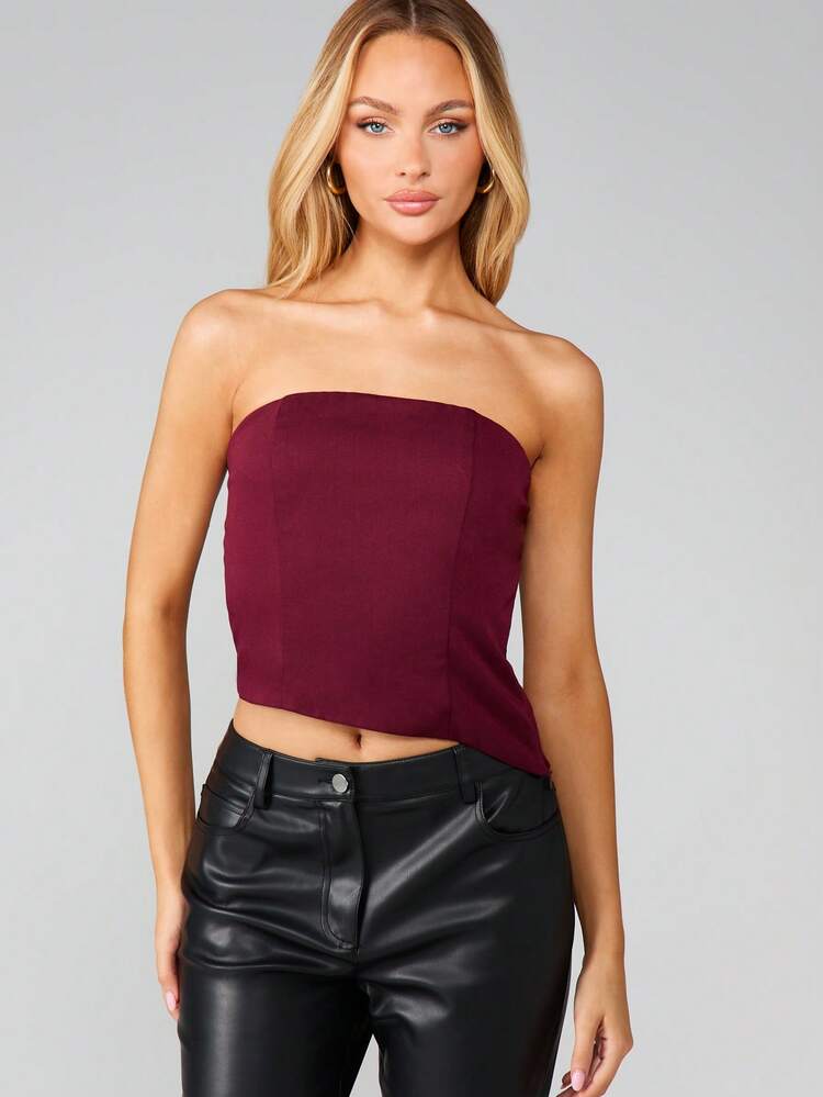 MISSGUIDED Strapless Bandeau Corset Top With Shaped Hem For Night And Evening Wear Christmas